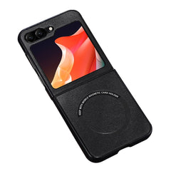 EIDERWOOD Samsung Galaxy Z Flip7 FE / Flip6 Læderbetrukket Plastik Cover - MagSafe Kompatibel - Sort