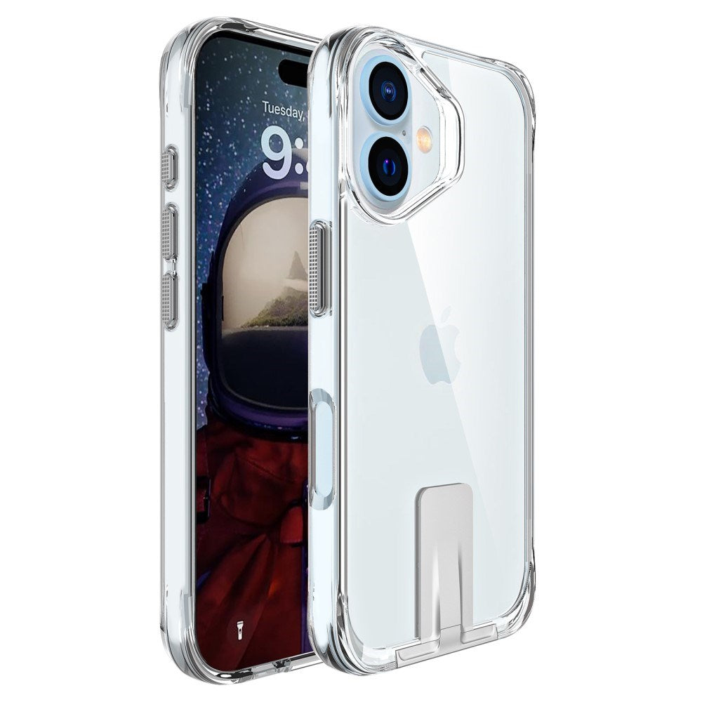 EIDERWOOD iPhone 16 Plus Hybrid Plastik Cover m. Kickstand - Gennemsigtig / Sølv