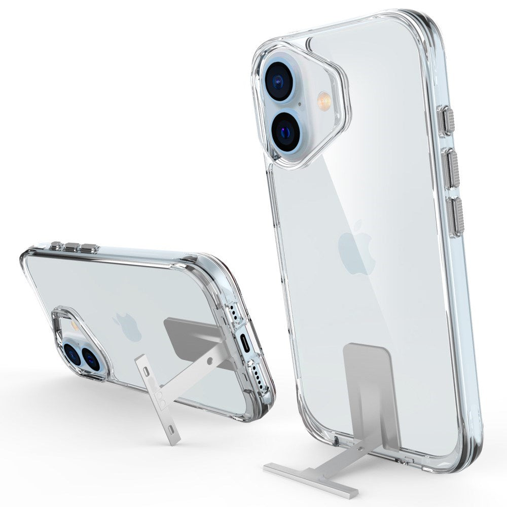 EIDERWOOD iPhone 16 Plus Hybrid Plastik Cover m. Kickstand - Gennemsigtig / Sølv