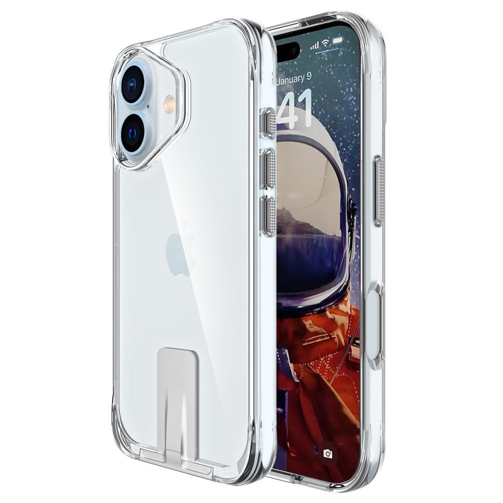 EIDERWOOD iPhone 16 Plus Hybrid Plastik Cover m. Kickstand - Gennemsigtig / Sølv