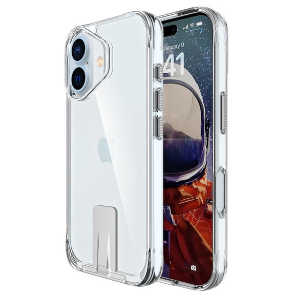 EIDERWOOD iPhone 16 Plus Hybrid Plastik Cover m. Kickstand - Gennemsigtig / Sølv