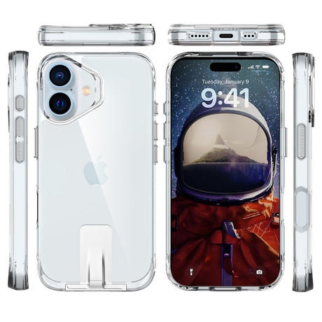 EIDERWOOD iPhone 16 Plus Hybrid Plastik Cover m. Kickstand - Gennemsigtig / Sølv