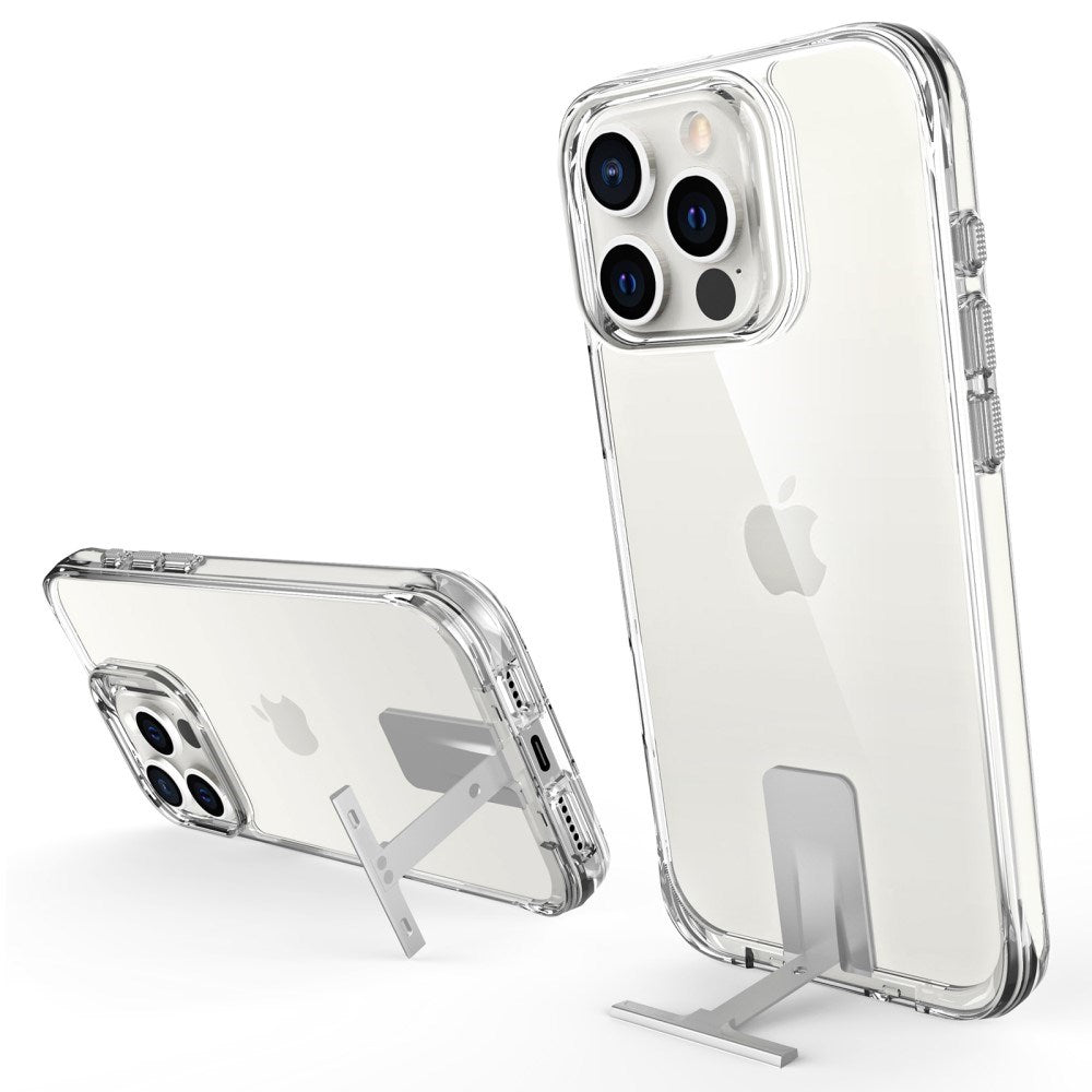 EIDERWOOD iPhone 16 Pro Hybrid Plastik Cover m. Kickstand - Gennemsigtig / Sølv