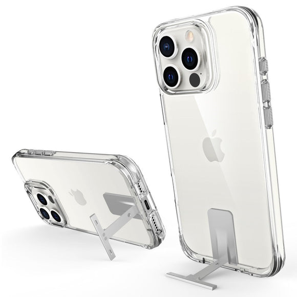 EIDERWOOD iPhone 16 Pro Hybrid Plastik Cover m. Kickstand - Gennemsigtig / Sølv