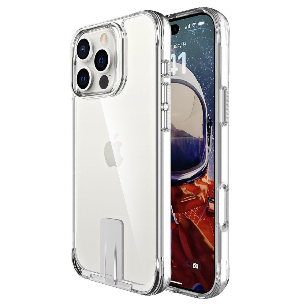 EIDERWOOD iPhone 16 Pro Hybrid Plastik Cover m. Kickstand - Gennemsigtig / Sølv