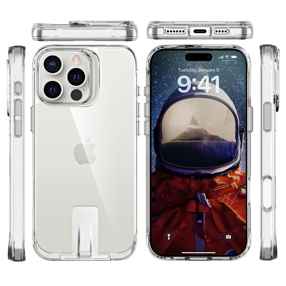 EIDERWOOD iPhone 16 Pro Hybrid Plastik Cover m. Kickstand - Gennemsigtig / Sølv