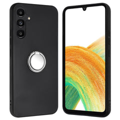 EIDERWOOD Samsung Galaxy S24 FE Fleksibelt Plastik Cover m. Ring Kickstand - Sort m. Magnetisk Sølv Ring