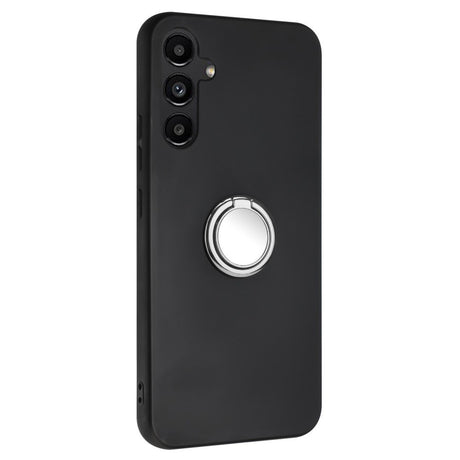 EIDERWOOD Samsung Galaxy S24 FE Fleksibelt Plastik Cover m. Ring Kickstand - Sort m. Magnetisk Sølv Ring