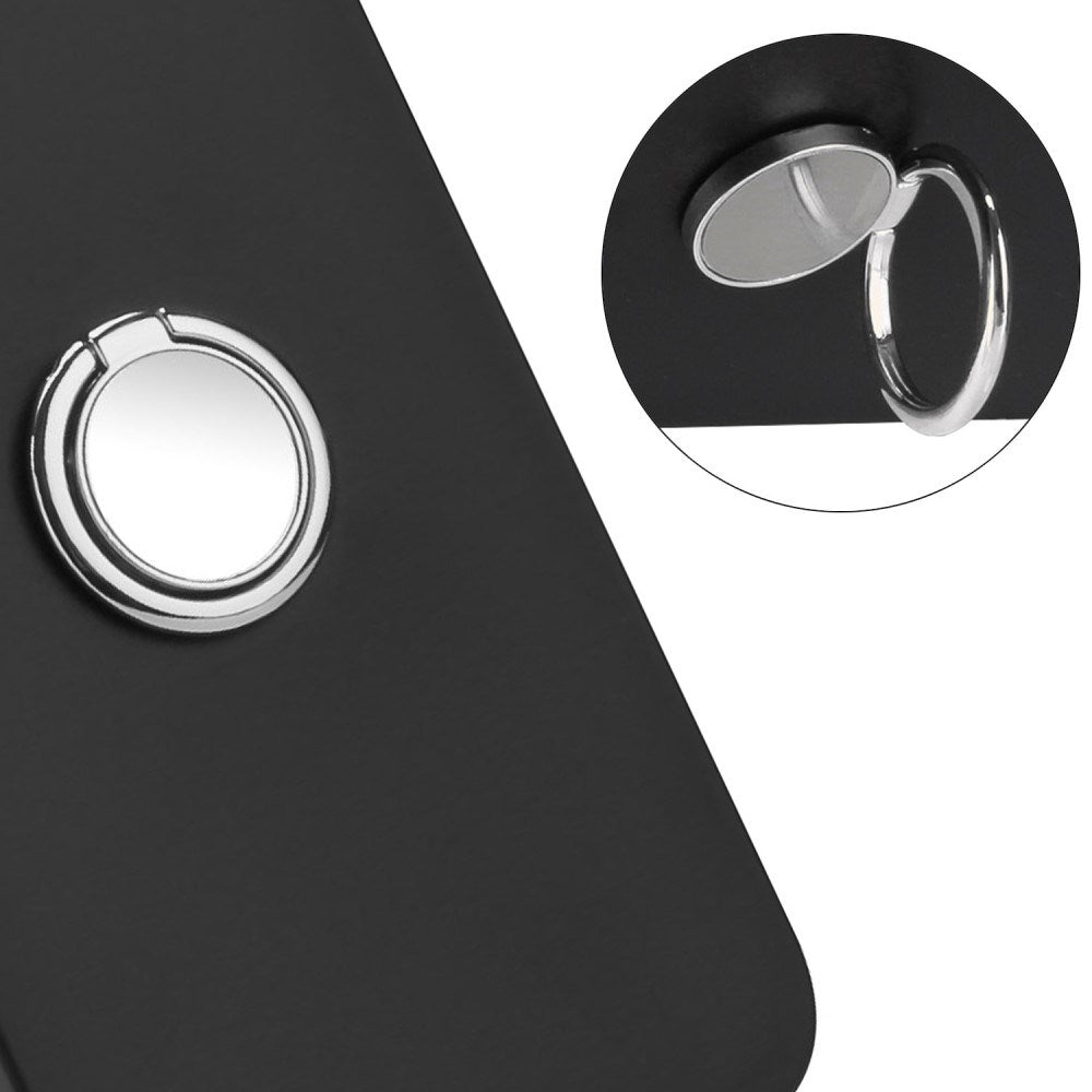 EIDERWOOD Samsung Galaxy S24 FE Fleksibelt Plastik Cover m. Ring Kickstand - Sort m. Magnetisk Sølv Ring