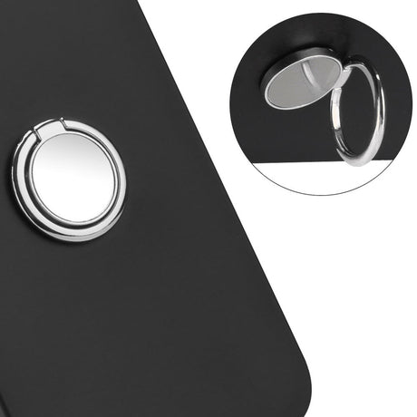 EIDERWOOD Samsung Galaxy S24 FE Fleksibelt Plastik Cover m. Ring Kickstand - Sort m. Magnetisk Sølv Ring