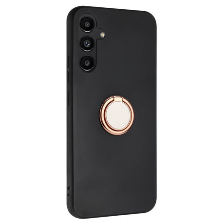 EIDERWOOD Samsung Galaxy S24 FE Fleksibelt Plastik Cover m. Ring Kickstand - Sort m. Magnetisk Rose Gold Ring