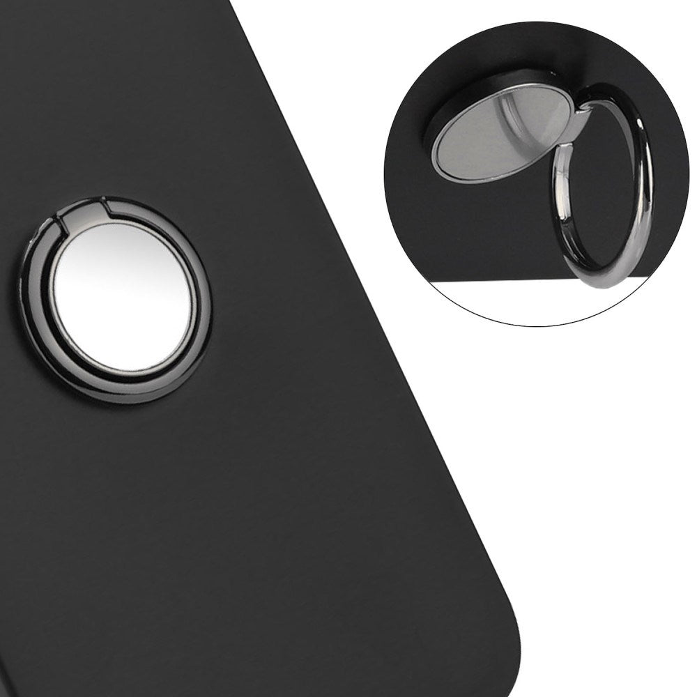EIDERWOOD Samsung Galaxy S24 FE Fleksibelt Plastik Cover m. Ring Kickstand - Sort m. Magnetisk Sort Ring