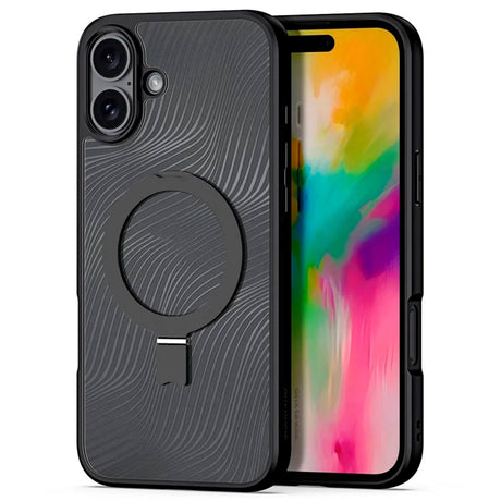 DUX DUCIS iPhone 16 Fleksibel Plastik Cover m. Kickstand - MagSafe Kompatibel - Gennemsigtig/Sort