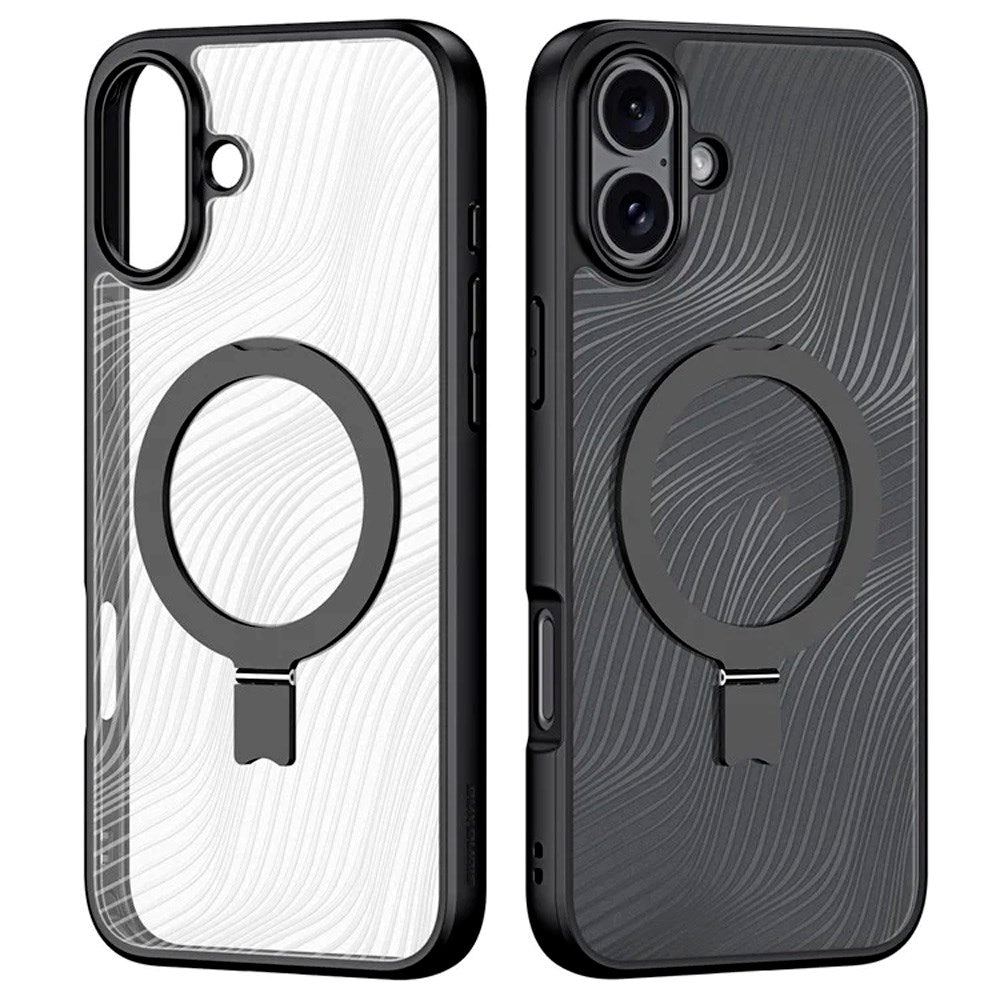 DUX DUCIS iPhone 16 Fleksibel Plastik Cover m. Kickstand - MagSafe Kompatibel - Gennemsigtig/Sort