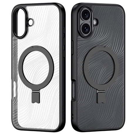 DUX DUCIS iPhone 16 Fleksibel Plastik Cover m. Kickstand - MagSafe Kompatibel - Gennemsigtig/Sort