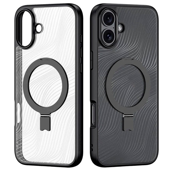 DUX DUCIS iPhone 16 Fleksibel Plastik Cover m. Kickstand - MagSafe Kompatibel - Gennemsigtig/Sort