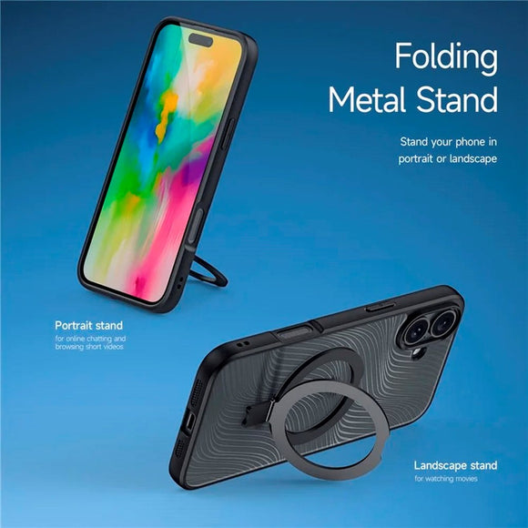DUX DUCIS iPhone 16 Fleksibel Plastik Cover m. Kickstand - MagSafe Kompatibel - Gennemsigtig/Sort