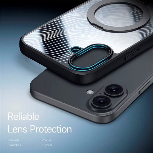 DUX DUCIS iPhone 16 Fleksibel Plastik Cover m. Kickstand - MagSafe Kompatibel - Gennemsigtig/Sort