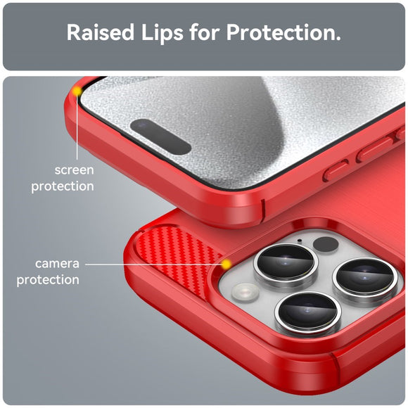 EIDERWOOD iPhone 16 Pro Brushed Carbon Cover - Rød