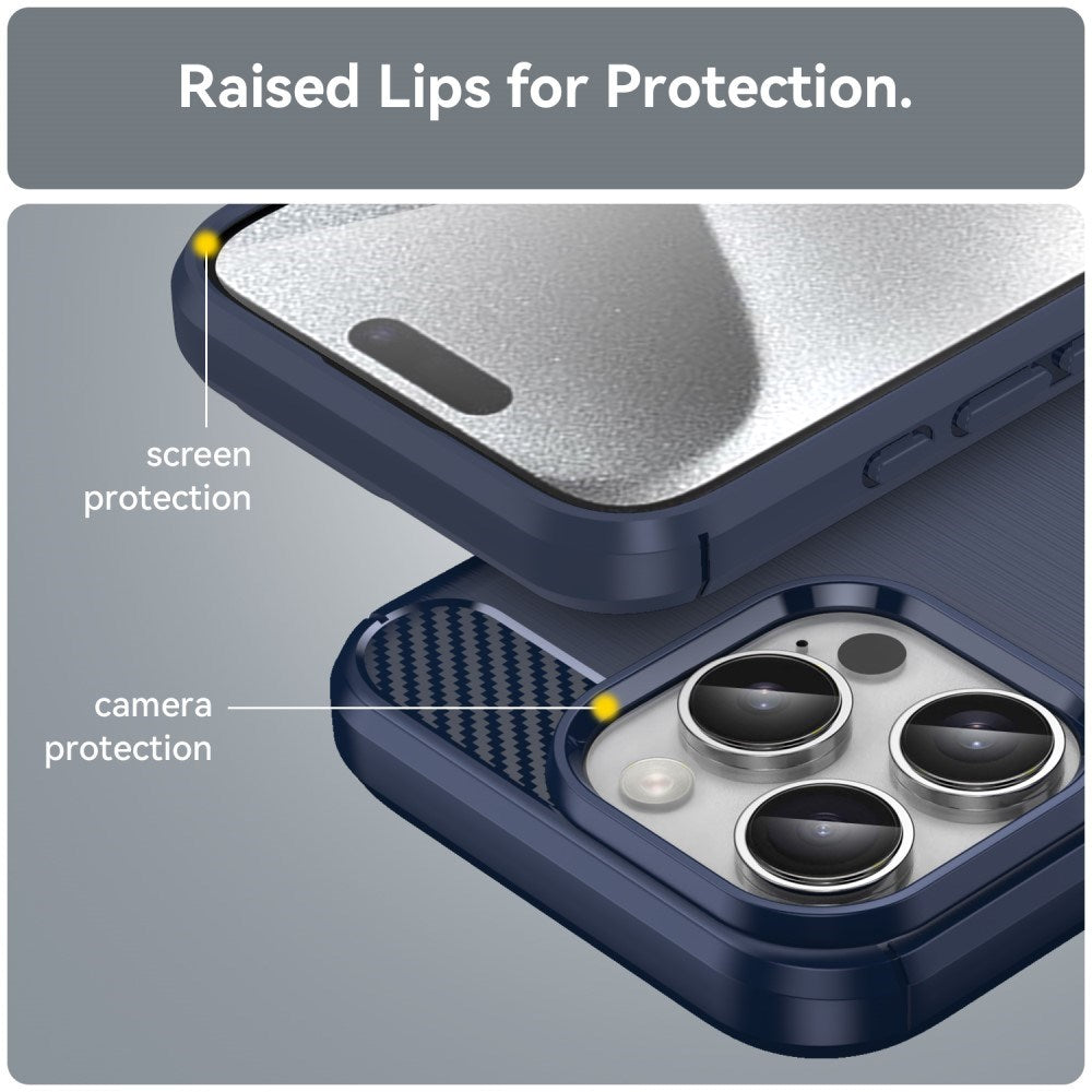 EIDERWOOD iPhone 16 Pro Brushed Carbon Cover - Blå