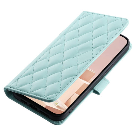 EIDERWOOD iPhone 16 Pro Max Læder Cover m. Pung & Strop - Rhombus - Turkis
