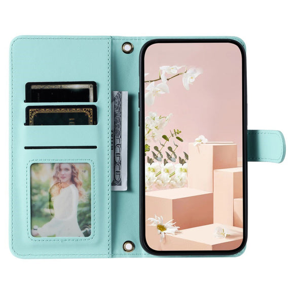 EIDERWOOD iPhone 16 Pro Max Læder Cover m. Pung & Strop - Rhombus - Turkis