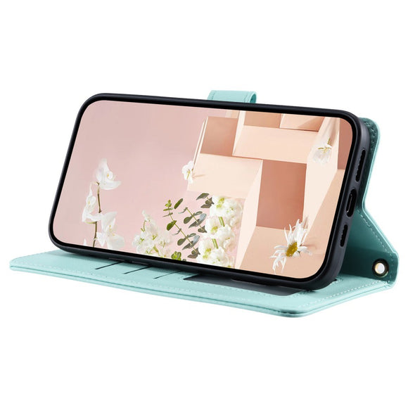 EIDERWOOD iPhone 16 Pro Max Læder Cover m. Pung & Strop - Rhombus - Turkis