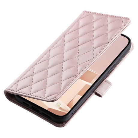 EIDERWOOD iPhone 16 Pro Max Læder Cover m. Pung & Strop - Rhombus - Rose Gold