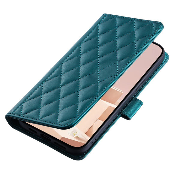 EIDERWOOD iPhone 16 Pro Max Læder Cover m. Pung & Strop - Rhombus - Grøn