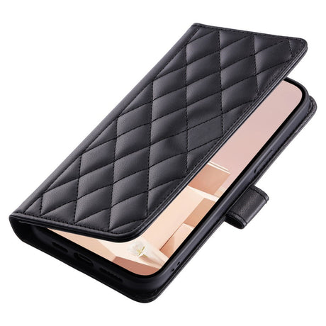 EIDERWOOD iPhone 16 Pro Max Læder Cover m. Pung & Strop - Rhombus - Sort