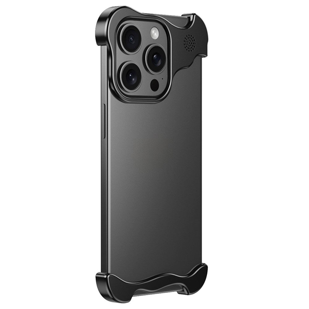 iPhone 15 Pro Todelt Metal Bumper Cover - Sort