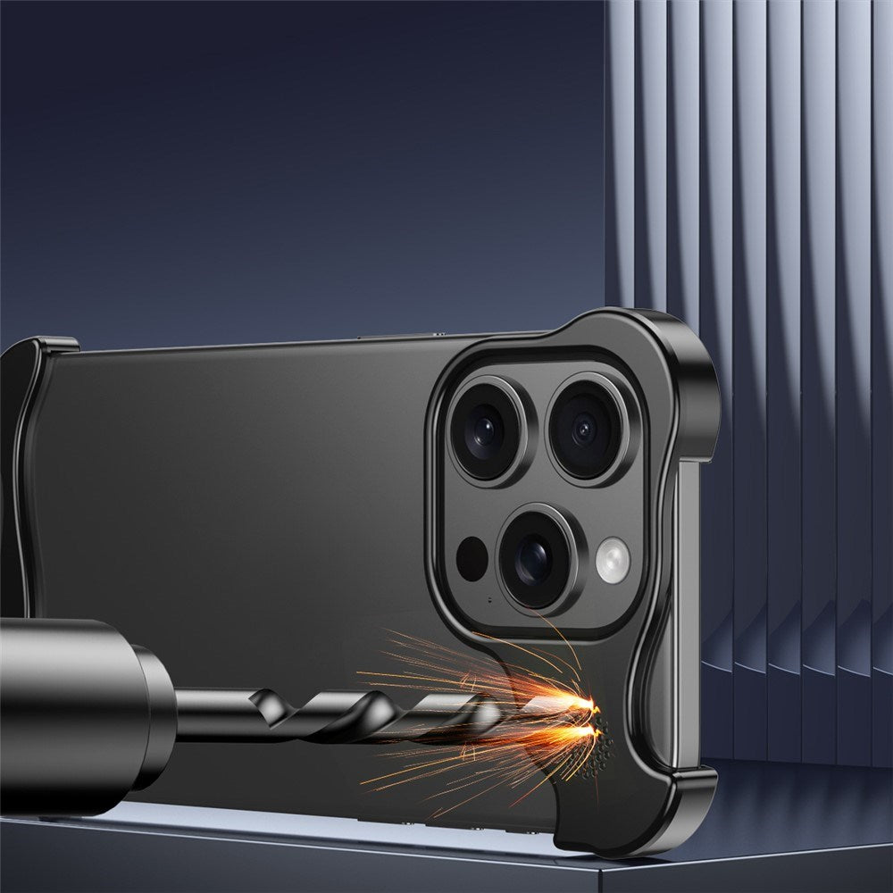 iPhone 15 Pro Todelt Metal Bumper Cover - Sort