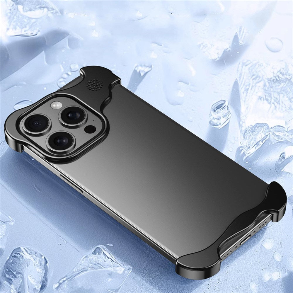 iPhone 15 Pro Todelt Metal Bumper Cover - Sort