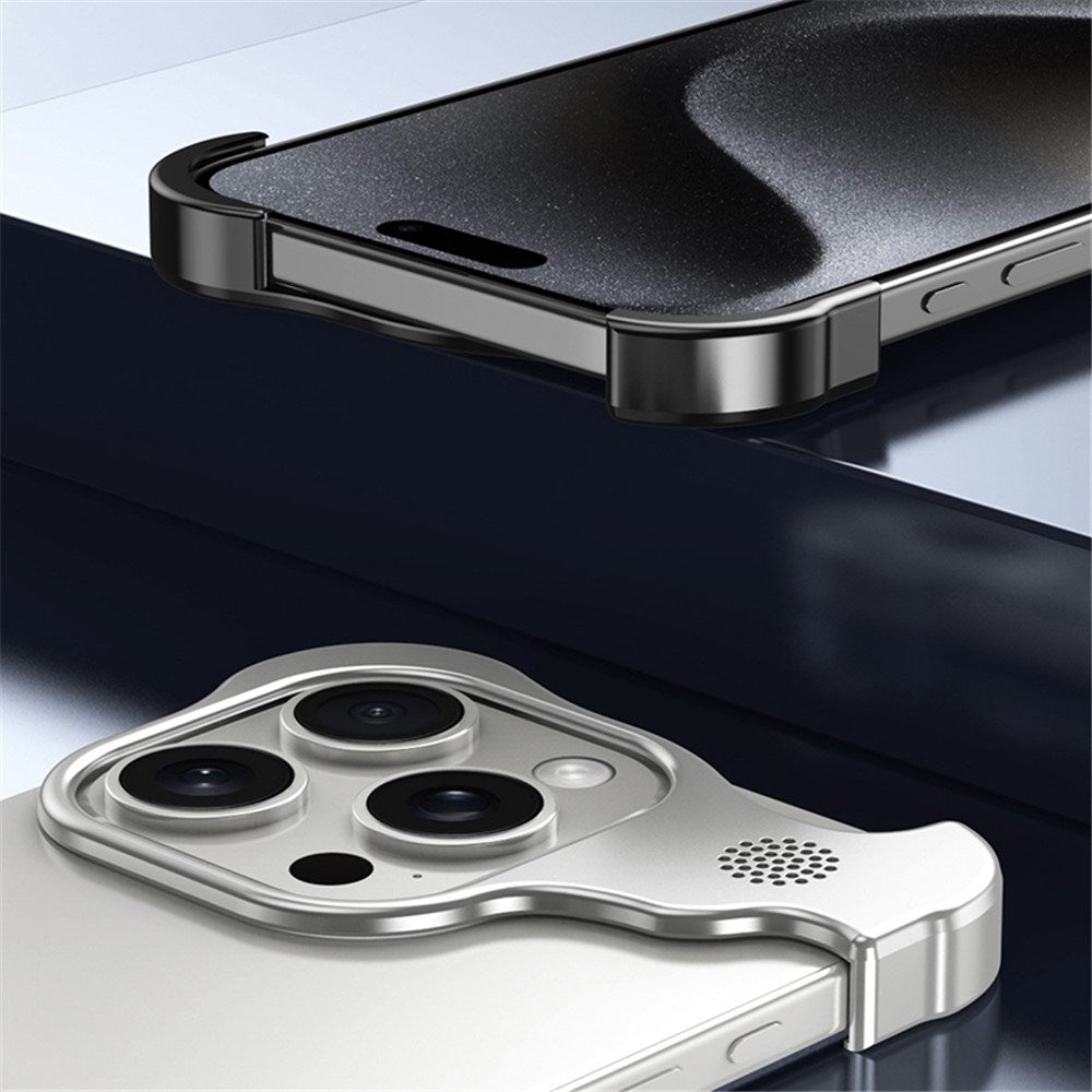 iPhone 15 Pro Todelt Metal Bumper Cover - Sort