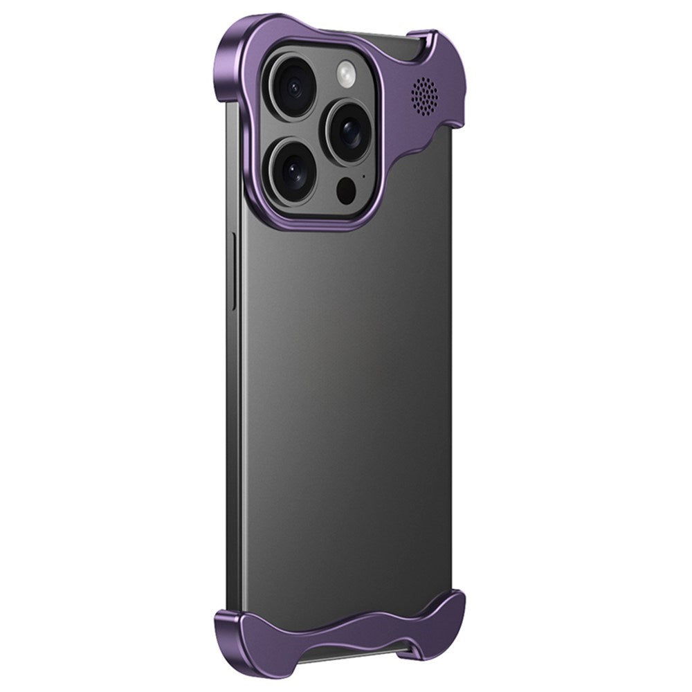 iPhone 15 Pro Todelt Metal Bumper Cover - Lilla