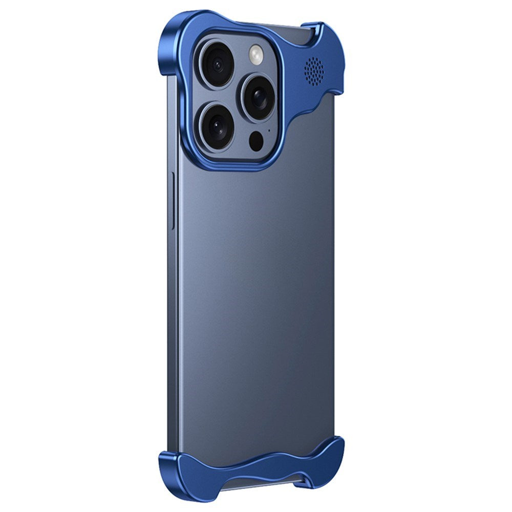 iPhone 15 Pro Todelt Metal Bumper Cover - Blå