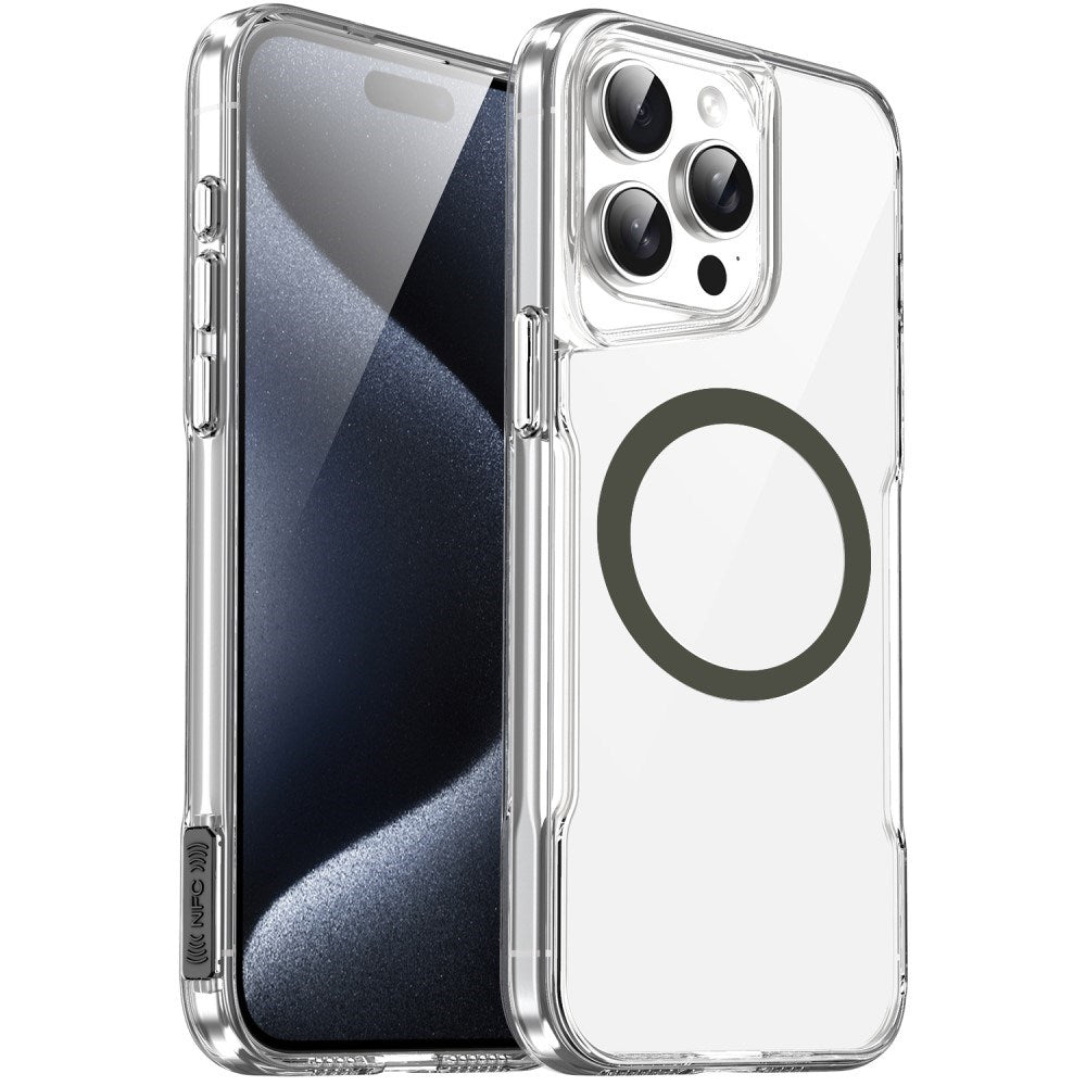 EIDERWOOD iPhone 16 Pro Hybrid Plastik Cover - MagSafe Kompatibel - Gennemsigtig / Mørkegrå