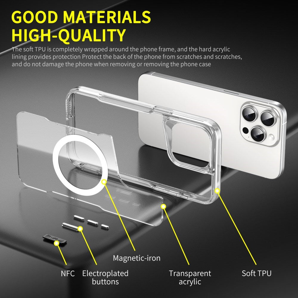 EIDERWOOD iPhone 16 Pro Hybrid Plastik Cover - MagSafe Kompatibel - Gennemsigtig / Rød