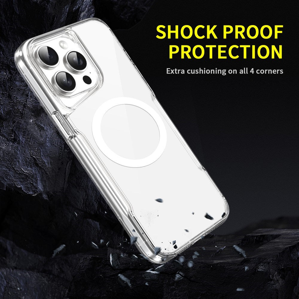 EIDERWOOD iPhone 16 Pro Hybrid Plastik Cover - MagSafe Kompatibel - Gennemsigtig / Lyserød