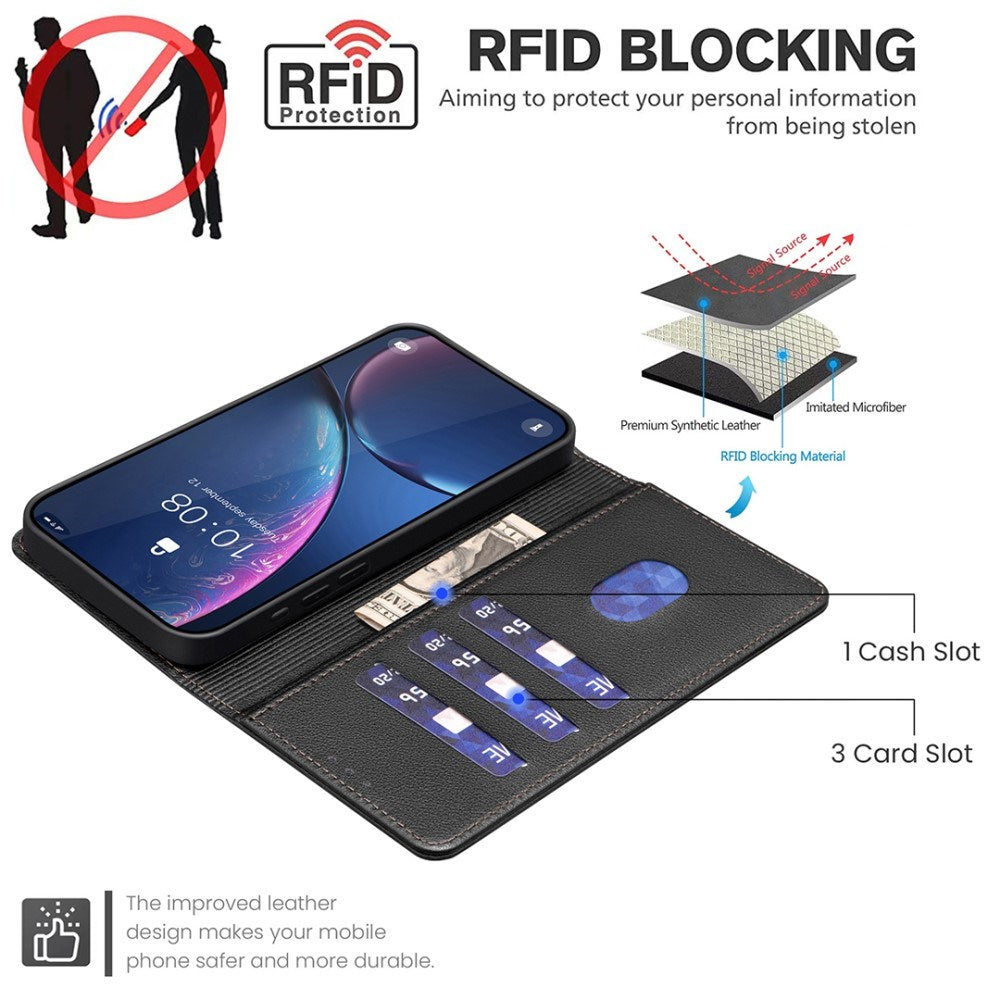 Samsung Galaxy A53 (5G) BINFEN Kunstlæder Flip Cover m. RFID Blokering - Sort