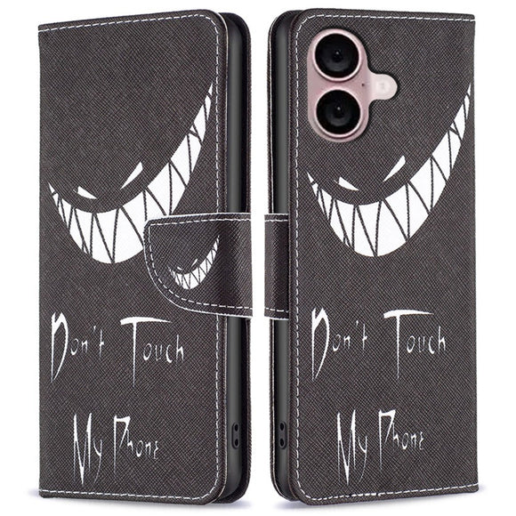 EIDERWOOD iPhone 16 Plus Læder Cover m. Pung & Ståfunktion - "Don't Touch My Phone"