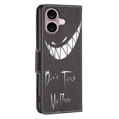 EIDERWOOD iPhone 16 Plus Læder Cover m. Pung & Ståfunktion - "Don't Touch My Phone"