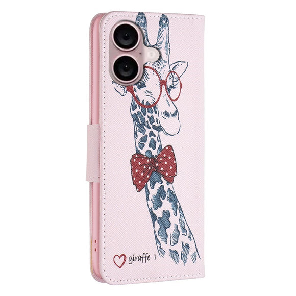 EIDERWOOD iPhone 16 Plus Læder Cover m. Pung & Ståfunktion - Giraf