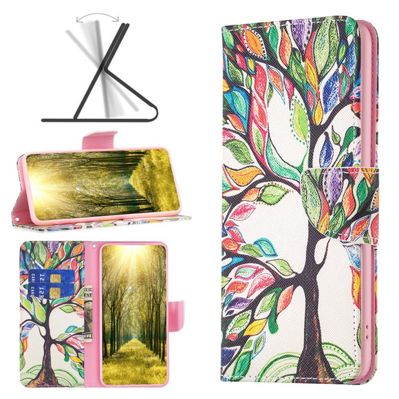 EIDERWOOD iPhone 16 Plus Læder Cover m. Pung & Ståfunktion - Farverigt Træ
