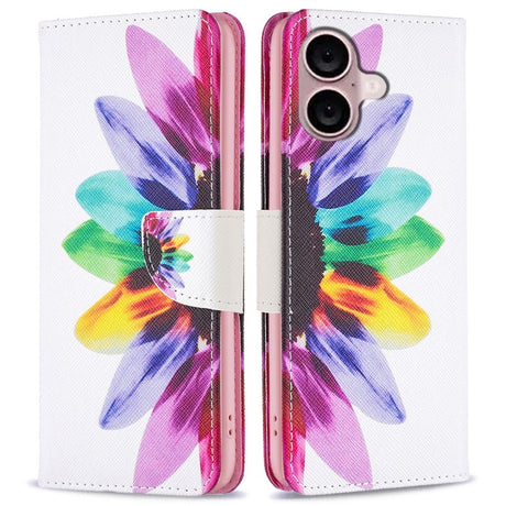 EIDERWOOD iPhone 16 Plus Læder Cover m. Pung & Ståfunktion - Solsikke