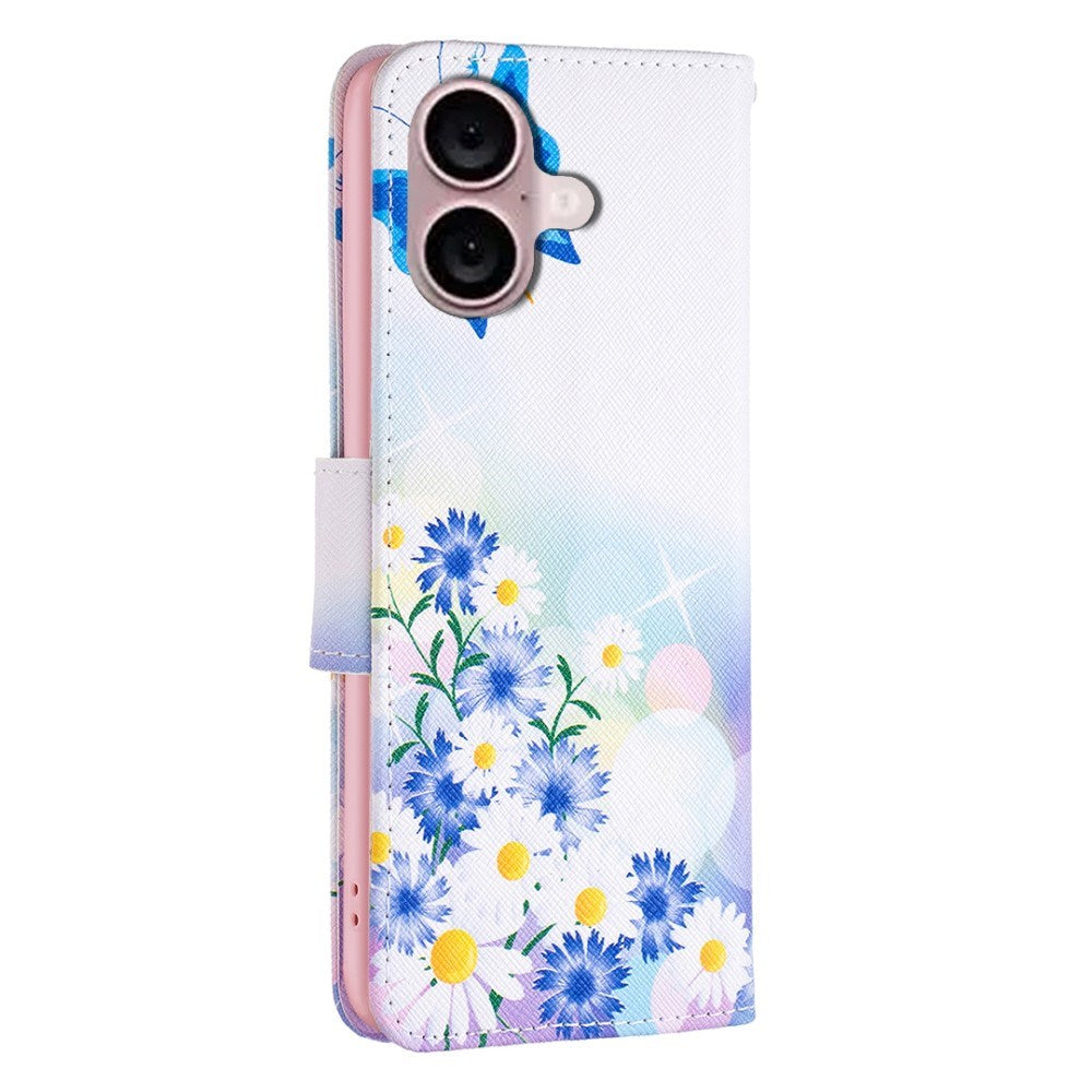EIDERWOOD iPhone 16 Plus Læder Cover m. Pung & Ståfunktion - Blomster og Sommerfugl