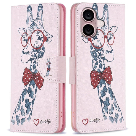 EIDERWOOD iPhone 16 Læder Cover m. Pung & Ståfunktion - Giraf