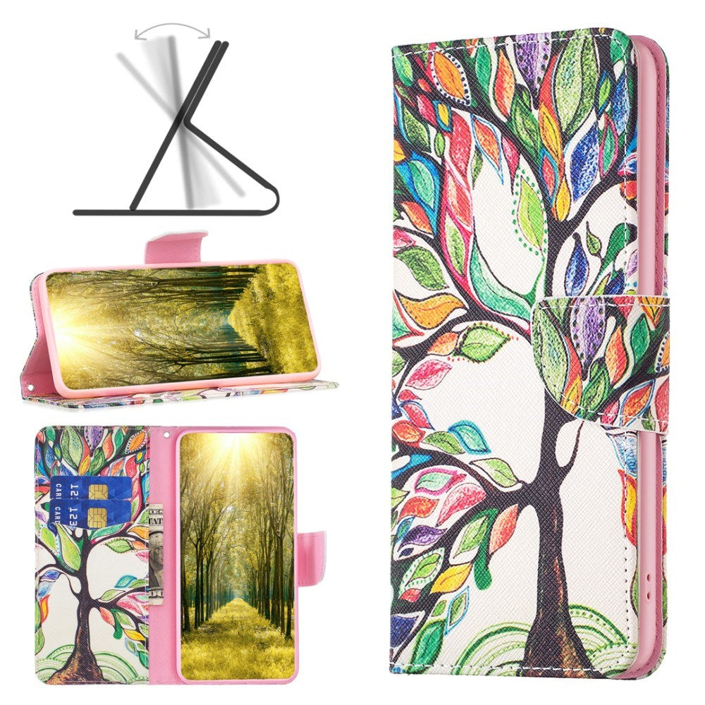 EIDERWOOD iPhone 16 Læder Cover m. Pung & Ståfunktion - Farverigt træ