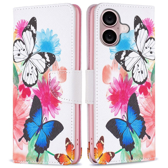 EIDERWOOD iPhone 16 Læder Cover m. Pung & Ståfunktion - Sommerfugle