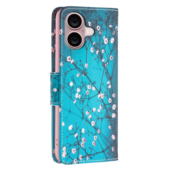 EIDERWOOD iPhone 16 Læder Cover m. Pung & Ståfunktion - Kirsebærtræ